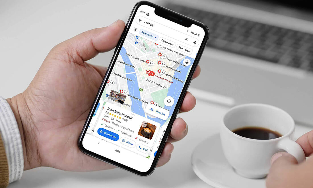 Using Google My Business to find local coffee